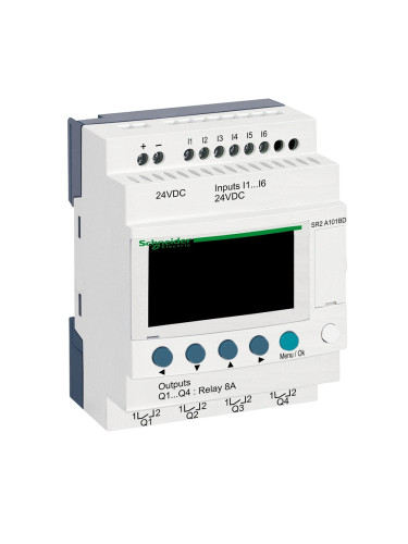 Реле програмируемо SR2A101BD, 24VDC, 6 входа, 4 изхода, DIN