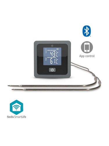 Smart термометър за храни BTKAT10GY, Bluetooth, с две сонди, от 0 до 300 °C, NEDIS