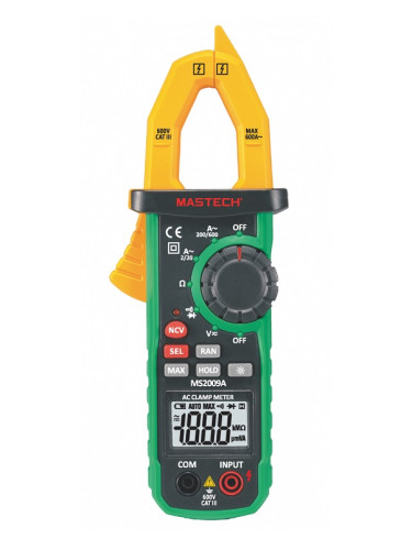 MS2009A - Амперклещи, LCD(2000), Vdc, Vac, Aac, Ohm, MASTECH