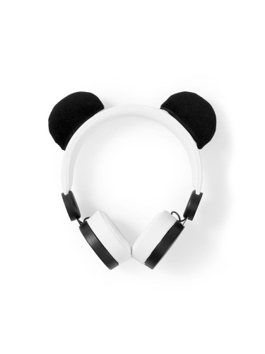 Слушалки с магнитни ушички на панда, жак 3.5mm, 85dB, 1.2m, бели/черни, HPWD4000WT, NEDIS