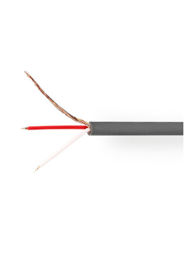 Проводник, микрофонен, аудио, стерео, 2x0.125mm2, PVC изолация, мед, сив, екраниран, COTR15011GY100, Nedis