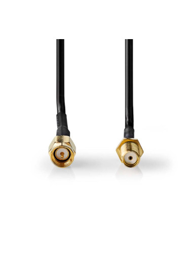 Кабел за антена, удължител, SMA/m-SMA/f, 2m, 50 Ohm, черен, PVC, CSGL02010BK20, NEDIS
