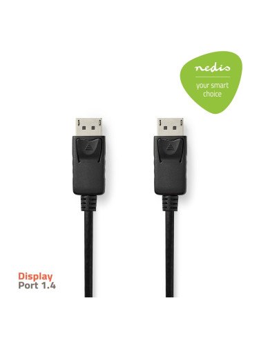 DisplayPort кабел, DisplayPort-DisplayPort, 2m, черен, 8K 60Hz, NEDIS