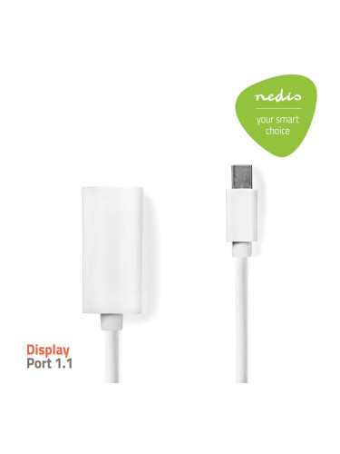 mini Displayport адаптер, mini Displayport-HDMI, 0.2m, бял, 4K, NEDIS