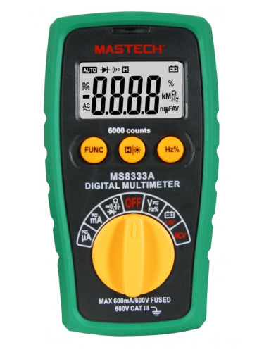 Мултицет MS8333A - Дигитален, LCD(6000), Vdc, Vac, Adc, Aac, Ohm, F, Hz, MASTECH