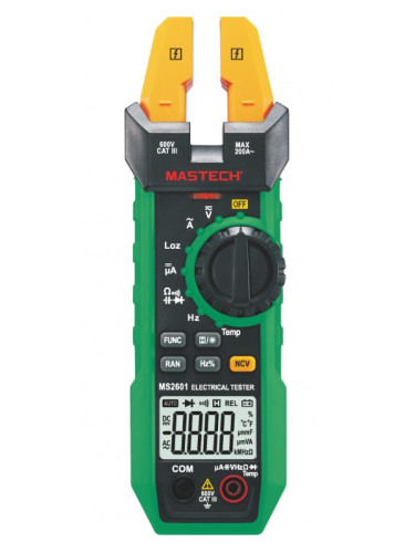 MS2601 - Амперклещи, LCD(6000), Vdc, Vac, Аdc, Aac, LO-Z, Ohm, F, Hz, °C, MASTECH