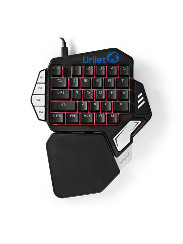 Геймърска клавиатура за една ръка GKBD300BK, черна, с RGB LED подсветка, USB