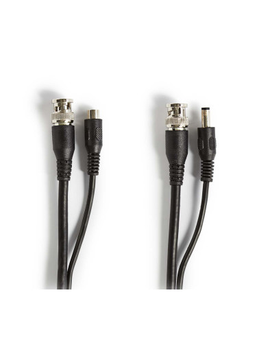 Захранващ и сигнален кабел за камера, BNC f/DC m - BNC f/DC f, 10m, CCTVCA10BK100, NEDIS
