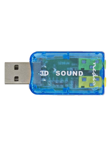 USB звукова карта, микрофон и слушалки, NEDIS USCR10051BU