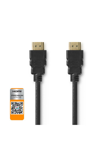HDMI кабел, HDMI/M - HDMI/M, 1.5m, 4K, черен, позлатени накрайници, CVGP34050BK15, NEDIS