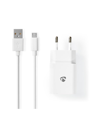 Зарядно за телефон с Micro USB кабел, 230VAC, 5VDC, USB, 10.5W, бяло, NEDIS
