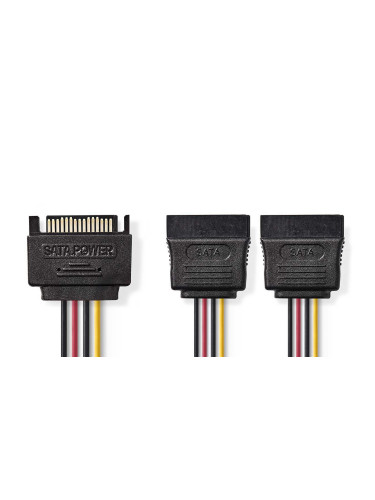 Захранващ кабел, SATA 15-Pin/m - 2 x SATA 15-Pin/f, 0.2m, CCGB73190VA015, NEDIS
