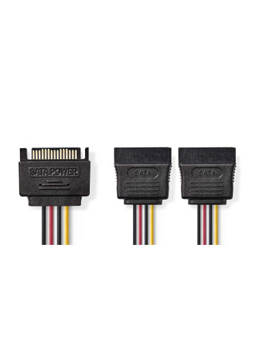 Захранващ кабел, SATA 15-Pin/m - 2 x SATA 15-Pin/f, 0.2m, CCGP73190VA015, NEDIS