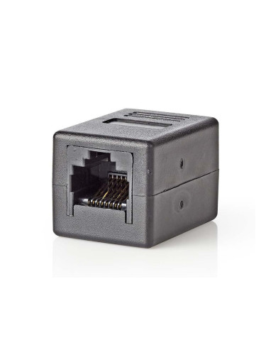 Съединител, розетка, RJ45 женски - RJ45 женски, UTP CAT6, черен