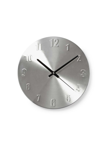 Стенен часовник, алуминий, ф300mm, кварцов механизъм, CLWA009MT30, NEDIS