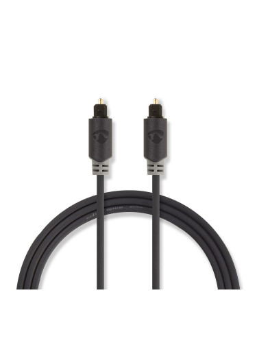 Оптичен кабел TosLink/M - TosLink/M, 2m, тъмносив, PVC, CABW25000AT20, NEDIS