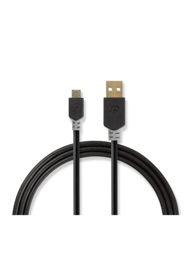 Кабел за телефон Micro USB към USB, 1m, черен, NEDIS 112178