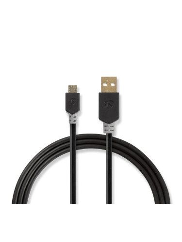 Кабел за телефон Micro USB към USB, 3m, черен, NEDIS 112180