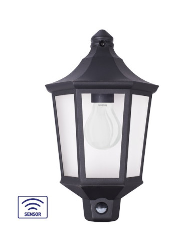 LED градинска лампа DUBLIN със сензор, E27, IP44, черна, BG44-20101, Braytron