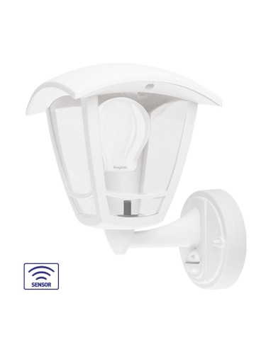 LED градинска лампа BERLIN със сензор, E27, IP44, бяла, BG44-20300, Braytron