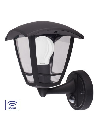 LED градинска лампа BERLIN със сензор, E27, IP44, черна, BG44-20301, Braytron