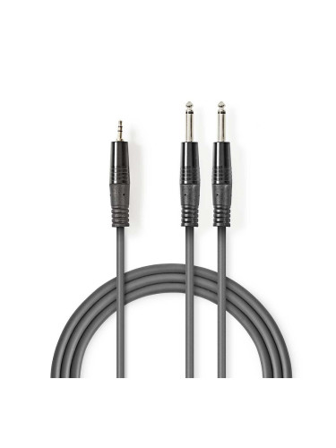 Кабел COTH23200GY15, stereo 3.5mm/M към stereo 2x6.3mm/M, 1.5m, сив