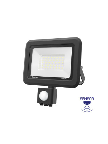 LED прожектор със сензор, 30W, 230VAC, 2550lm, 6500K, студенобял, IP54, BT60-43031