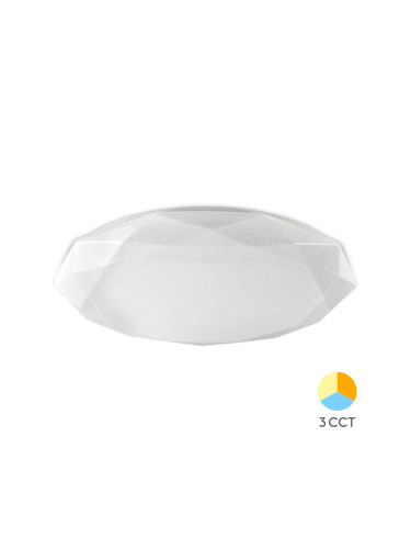 LED плафон JADE, 24W, 230VAC, 2450lm, 3в1 цвята, IP20, ф340x85, BH16-20380, диамант