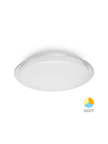 LED плафон JADE, 24W, 230VAC, 2450lm, 3в1 цвята, IP20, ф400x65mm, BH16-20680, кръг