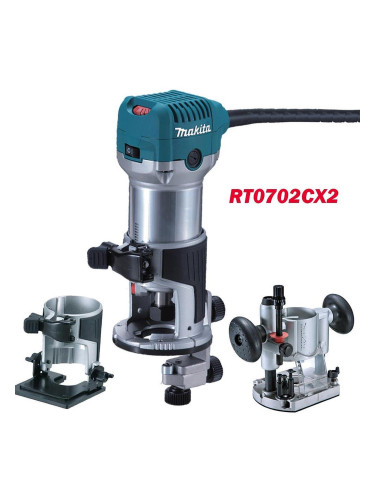 Оберфреза челна Makita RT0702CX2, 710W, цанги 6 мм, 8 мм