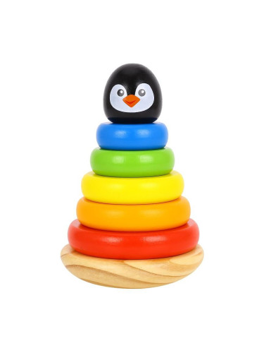 Дървена играчка за нанизване - Пингвин