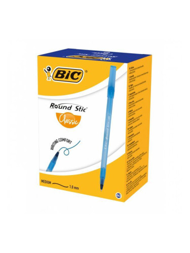 Химикалка BIC Round Stic Classic 60бр., еднократна, връх 1.0 мм