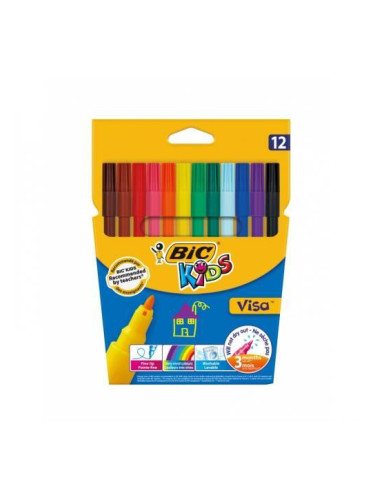Флумастери BIC Kids Visa, 12 цвята