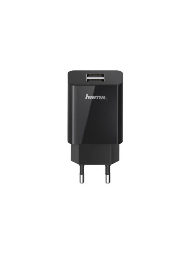 Мрежово зарядно HAMA Universal, 2 x USB-A, 2.1 A, Черен (HAMA-200014)