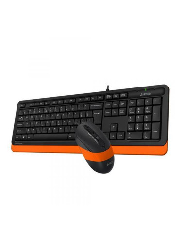 Комплект клавиатура и мишка A4tech FSTYLER F1010, с кабел, USB, черен/оранжев A4-KEY-F1010-ORANGE