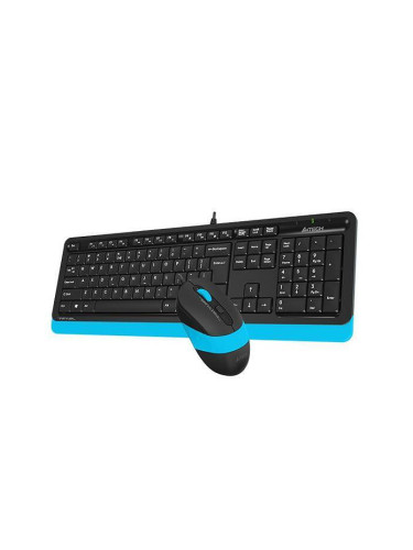 Комплект клавиатура и мишка A4tech FSTYLER F1010, с кабел, USB, черен/син A4-KEY-F1010-BLUE