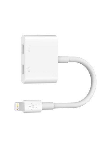 Адаптер Belkin RockStar Lightning Audio + Charging, MFi, Бял