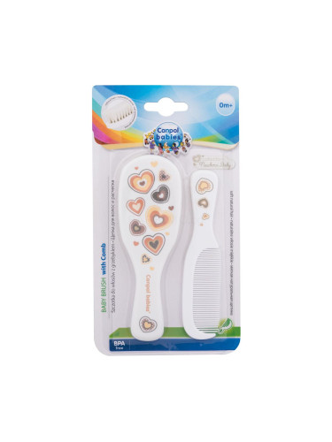 Canpol babies Newborn Baby Baby Brush With Comb Hearts Гребен за коса за деца Комплект