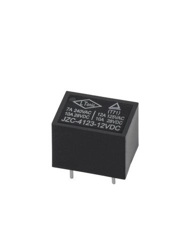 Реле електромагнитно JZC-4123, бобина 12VDC, 12A, 240VAC, 28VDC, SPST, NO+NC