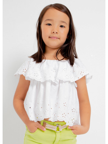Детска блуза рязана бродерия в бял цвят Mayoral