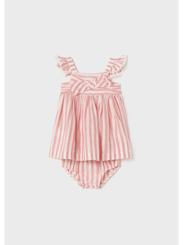 Комплект бебешка рокля и гащички райе в розов цвят Mayoral