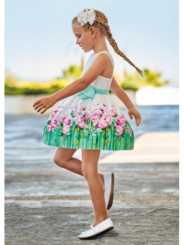 Детска официална бяла рокля на цветя Mayoral