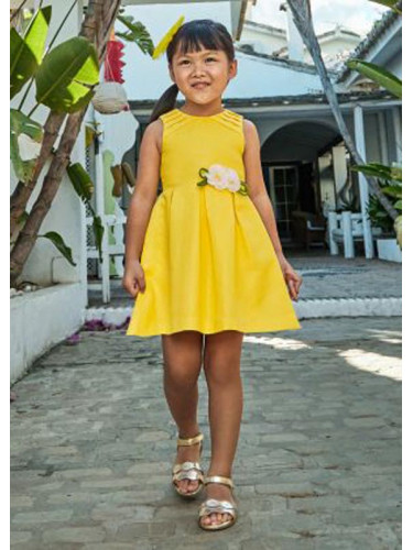 Детска официална рокля с плохи в жълт цвят Mayoral