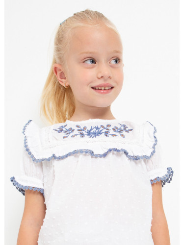 Детска бяла блуза за момиче с плумети Mayoral