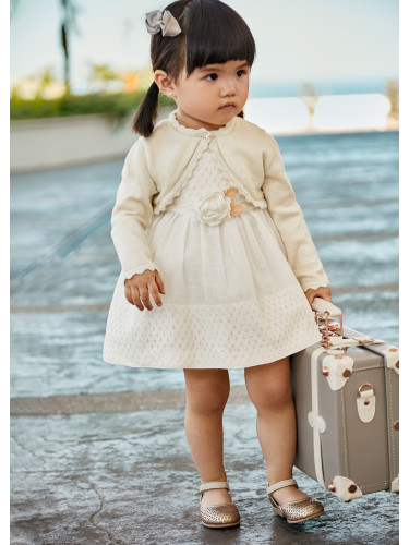 Бебешка официална рокля с бродерия в бял цвят Mayoral