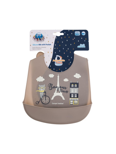 Canpol babies Bonjour Paris Silicone Bib With Pocket Лигавник за деца 1 бр