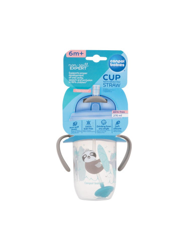 Canpol babies Exotic Animals Non-Spill Expert Cup With Weighted Straw Grey Чаша за деца 270 ml