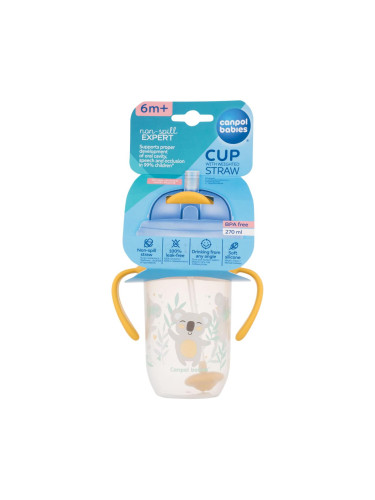 Canpol babies Exotic Animals Non-Spill Expert Cup With Weighted Straw Yellow Чаша за деца 270 ml