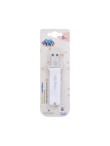 Canpol babies Royal Baby Soother Clip With Ribbon Little Prince Клипс за биберон за деца 1 бр