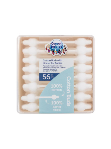Canpol babies Cotton Buds With Limiter Памучни клечки за уши за деца 56 бр